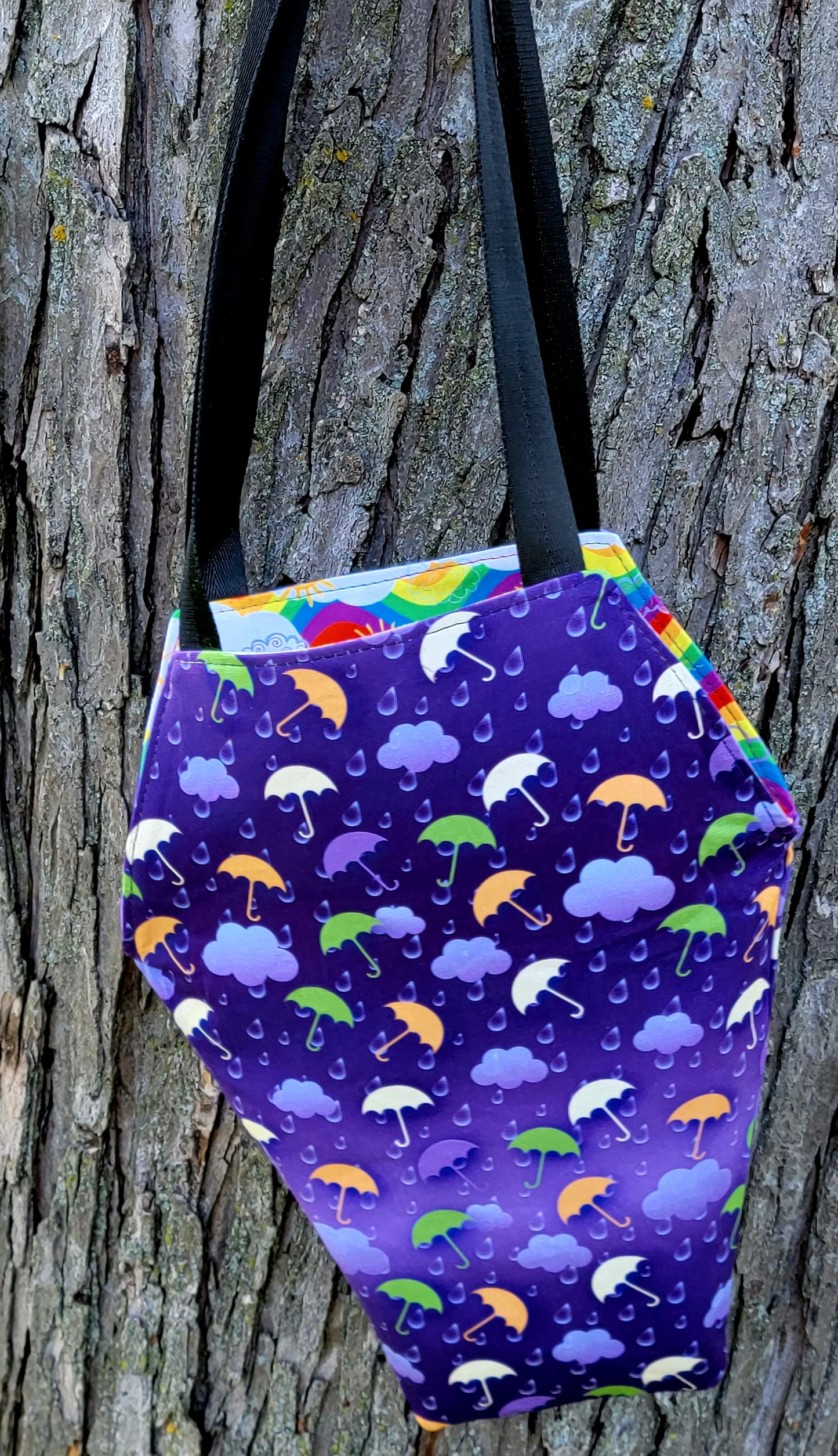 Rainbows & Rain Clouds Reversible Coffin Tote Bag