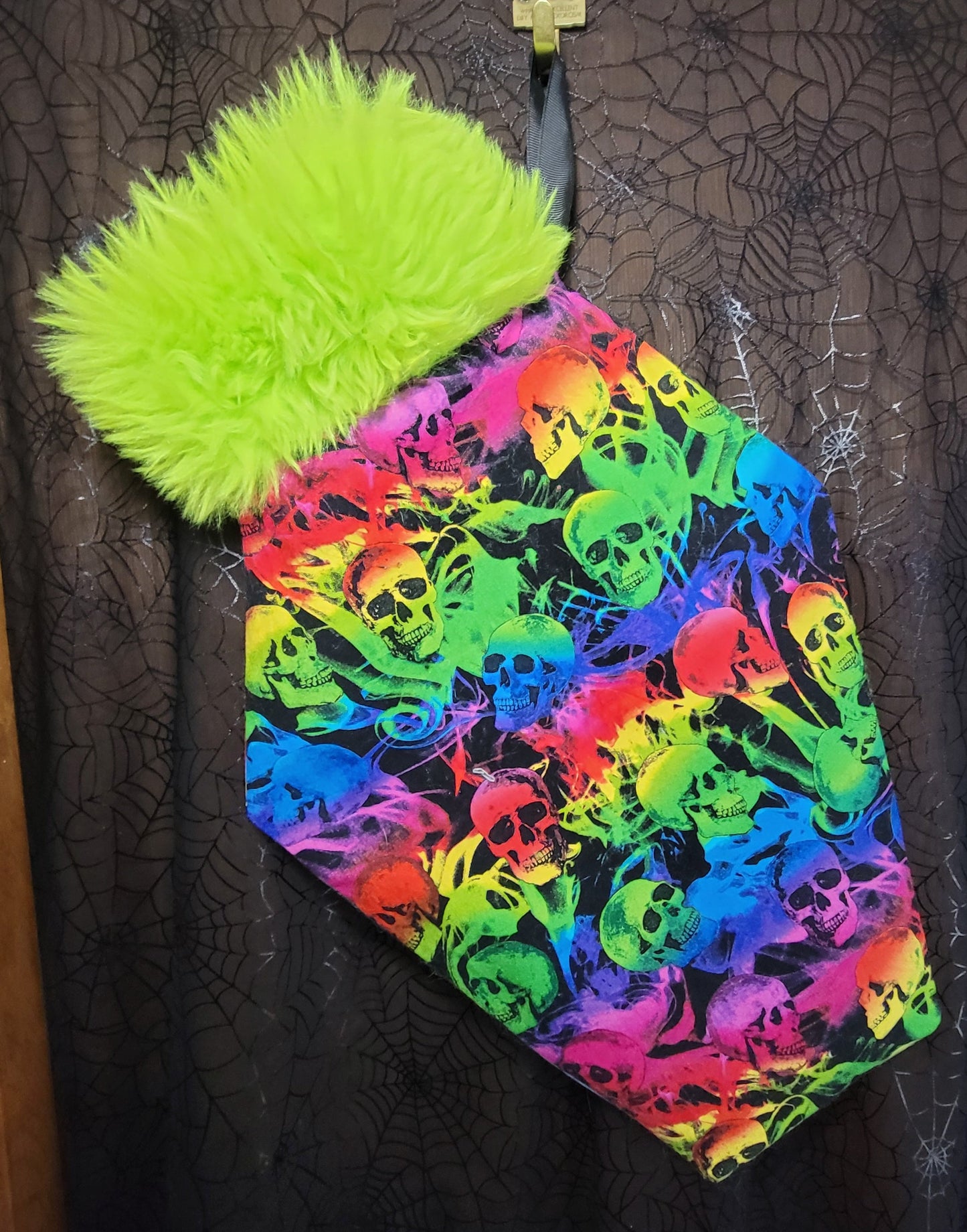 Rainbow Skull Coffin Shaped Christmas Stocking