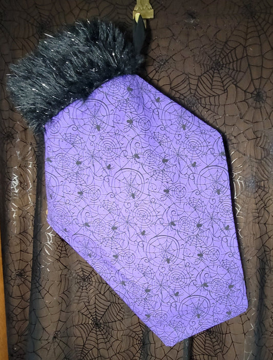 Purple Spider & Web Coffin Shaped Christmas Stocking
