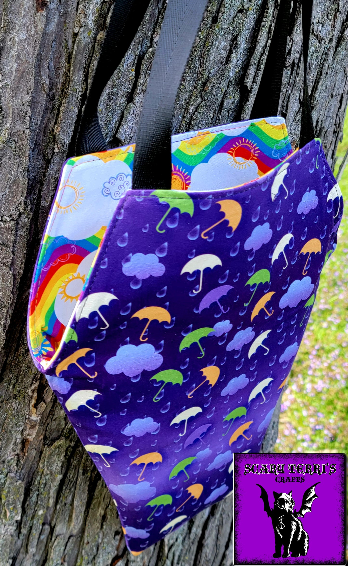 Reversible Rainbows and Rain Clouds Coffin Bag