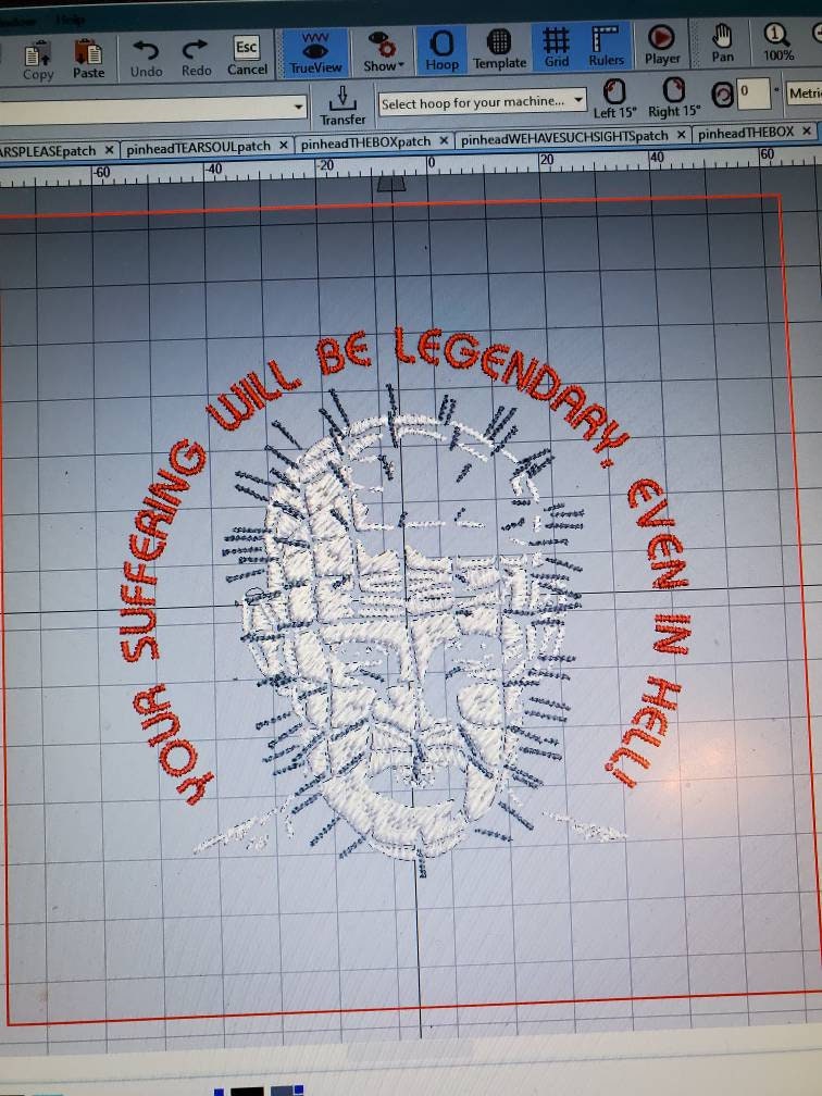 Hellraiser Embroidery sign wall hanging. Pinhead portrait with quote (multiple options available)