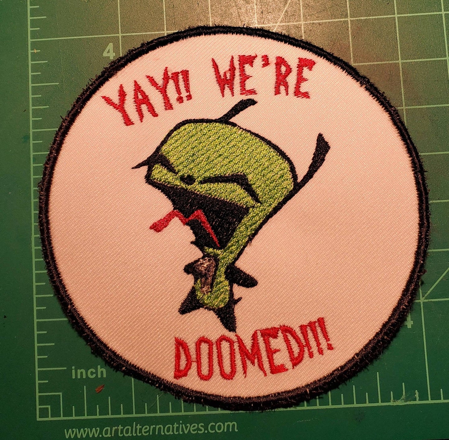 Invader Zim inspired patch with Gir in Dog Suit "Yay!! We're Doomed!!!"