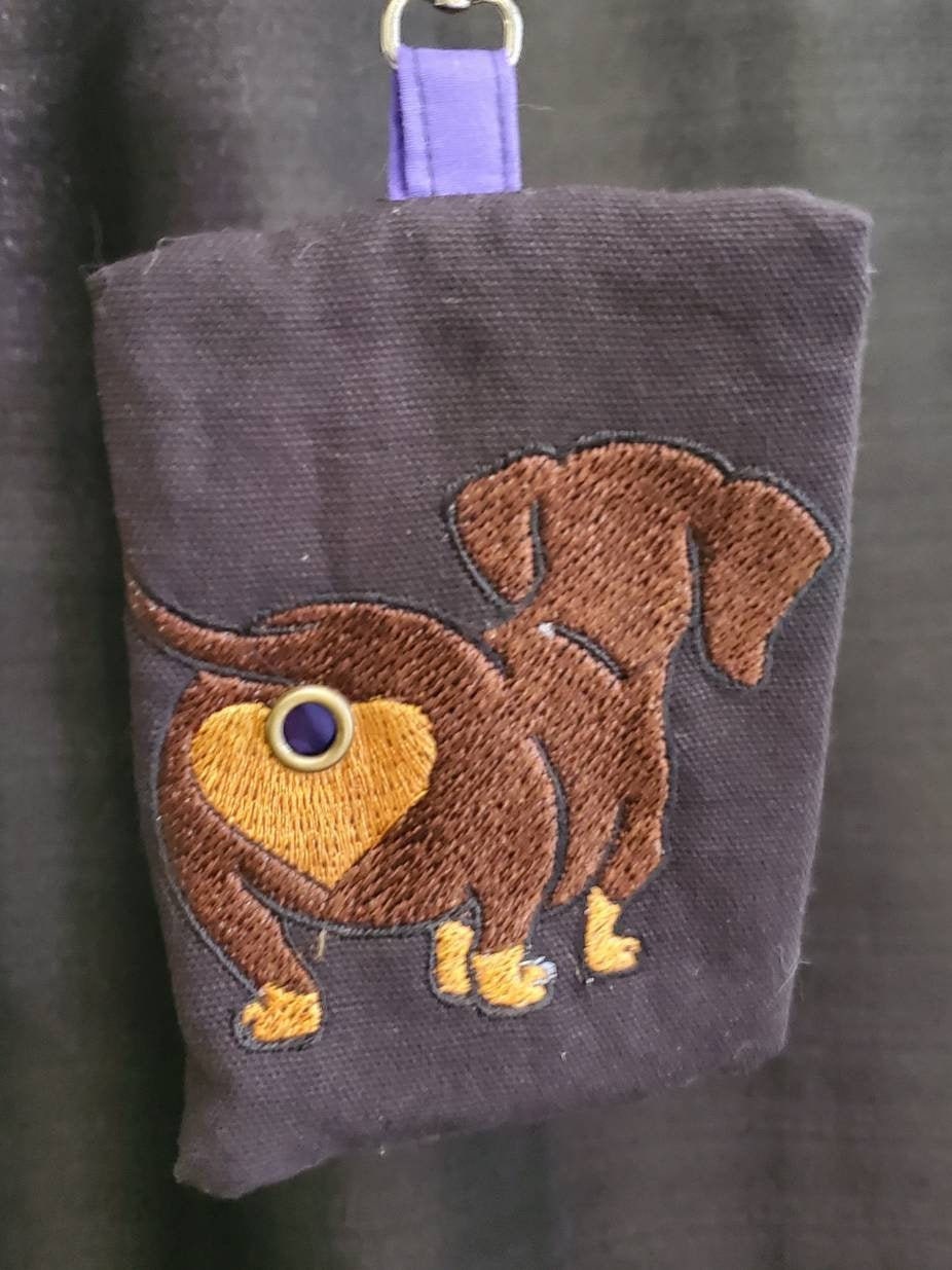 Cute Dachshund Weiner Dog Butt bag dispenser zipper pouch