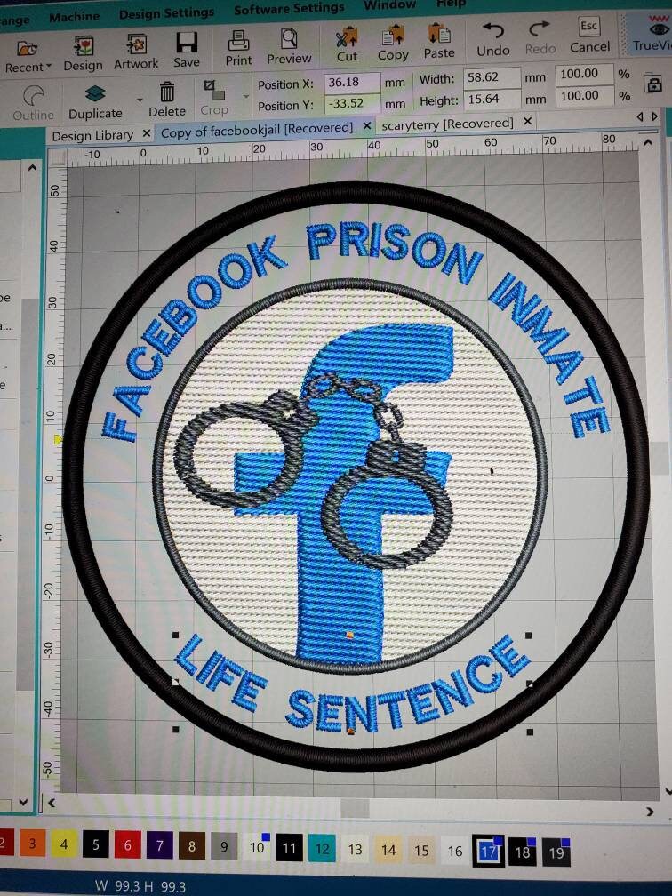 Facebook Jail 4 inch embroidery patch (multiple designs available)
