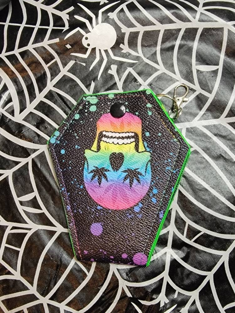 420 Skull Coffin Coin Purse Keychain