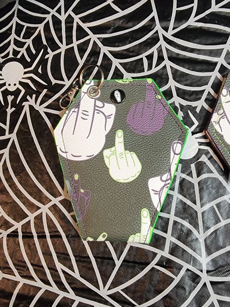 Middle Finger Coffin Coin Purse Keychain