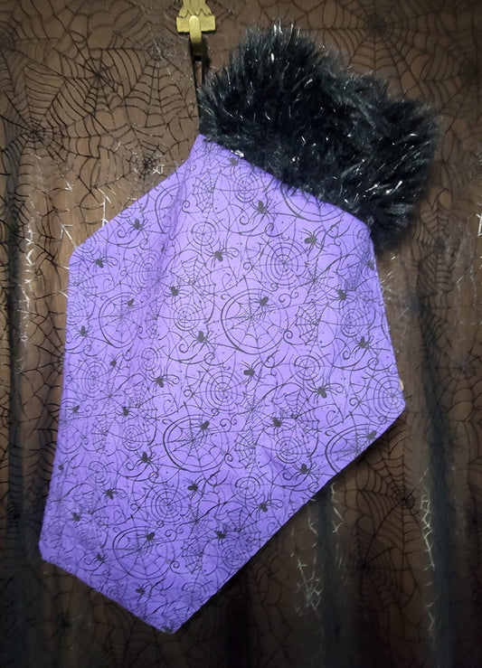 Purple Spider & Web Coffin Shaped Christmas Stocking