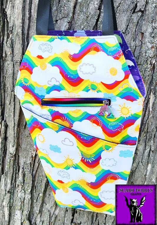 Reversible Rainbows and Rain Clouds Coffin Bag