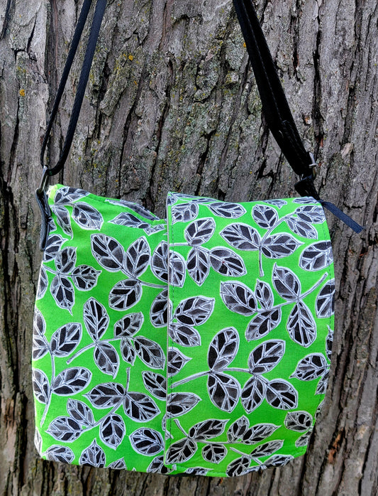 Large Plant Purse Green with Black Leaves