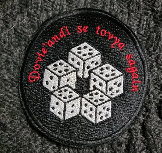 Mat's Dice with "It's time to toss the dice" quote Wheel of Time inspired Patch