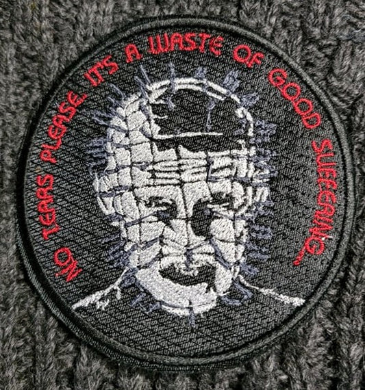 Hellraiser Embroidery patch Pinhead portrait with quote (multiple options available)