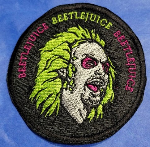 Beetlejuice inspired embroidery patch
