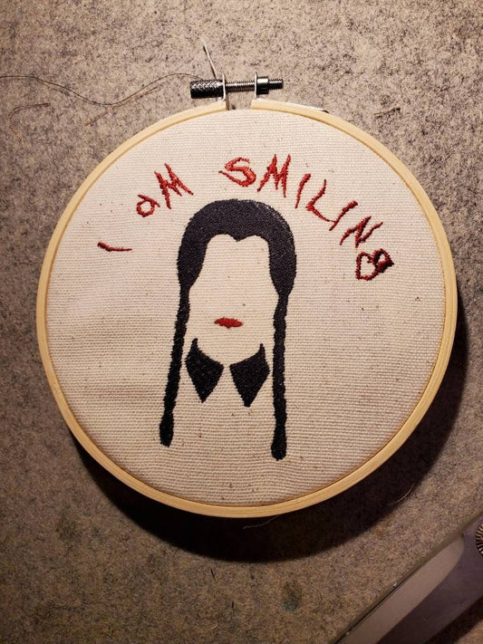 Wednesday Addams Embroidery wall hanging. Two options available!