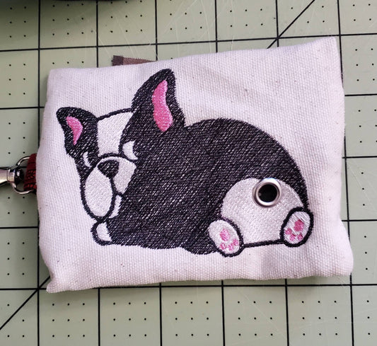 Cute Boston Terrier Dog Butt bag dispenser zipper pouch