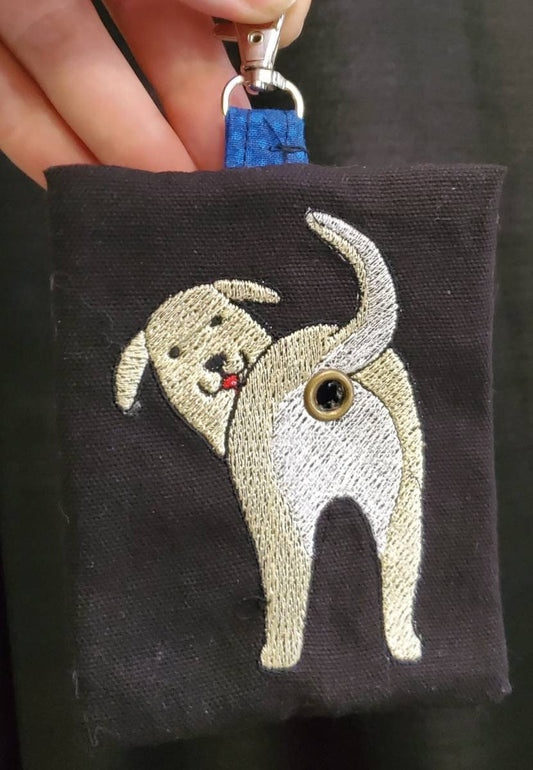 Cute Golden Retriever Dog Butt bag dispenser zipper pouch