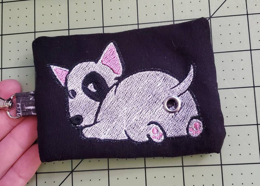 Cute Bull Terrier Dog Butt bag dispenser zipper pouch