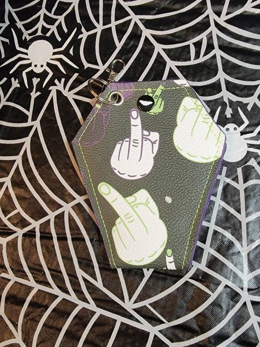 Middle Finger Coffin Coin Purse Keychain